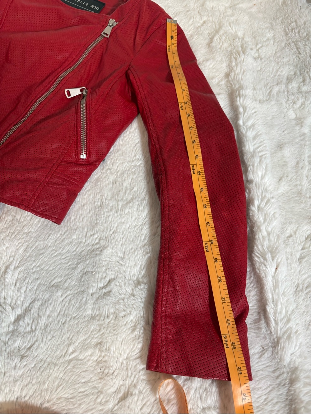 Bagatelle.NYC Perforated Leather Moto Jacket in Poppy Red— Size S - Picture 11 of 11